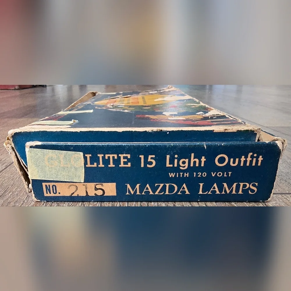 Vintage Glolite Christmas Lights 15 Light Outfit Original Box C7